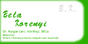 bela korenyi business card