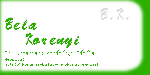 bela korenyi business card